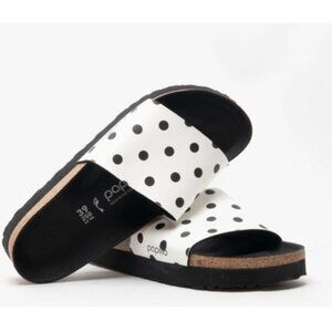 Birkenstock Papillio Womens White Black Dots Platform Slide size 39